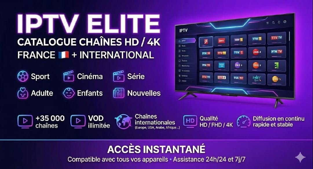 IPTV Elite catalogue chaînes HD 4K France sport cinéma international