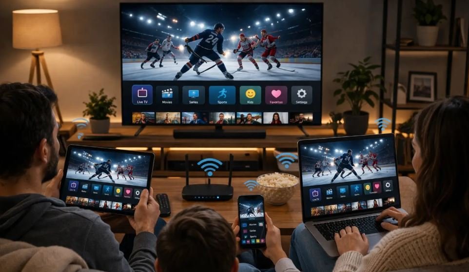 IPTV compatible Smart TV Android iPhone Fire TV Stick PC multi-appareils